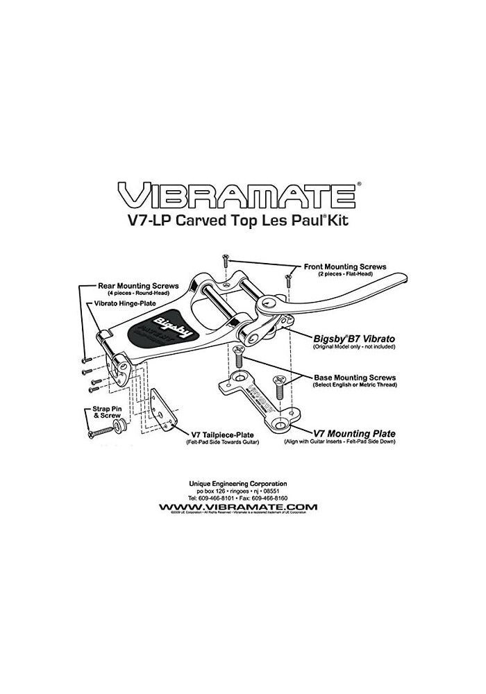 Vibramate V7-LP Les Paul Adaptor Mounting Kit for Bigsby B7 - Aluminum - Image 4
